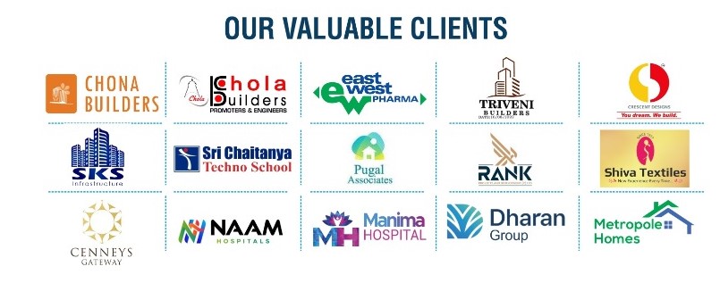 Logos of valuable clients served by Everlasting UPVC across Tamil Nadu